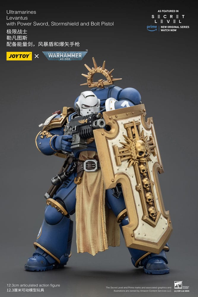 Warhammer 40,000 Actionfigur Ultramarines Levantus with Power Sword, Stormshield and Bolt Pistol 13 cm