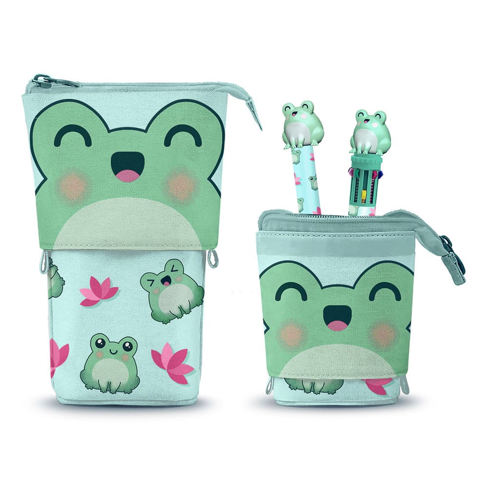 Oh My Pop! Pop Up Federmäppchen mit Zehnfarbkugelschreiber & löschbarem Gelstift Froggy 
