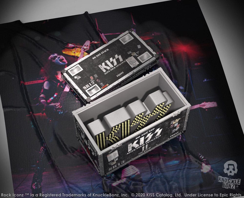 Kiss Rock Ikonz On Tour Road Case Statue & Bühnenhintergrund Set Alive! Tour