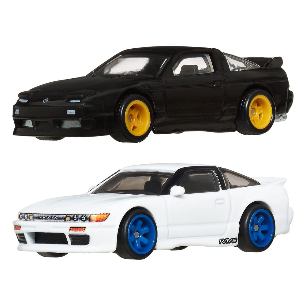 Hot Wheels Premium Car Culture Diecast Modellautos 2er-Pack 1/64 '96 Nissan 180SX Type X & Nissan SilEighty