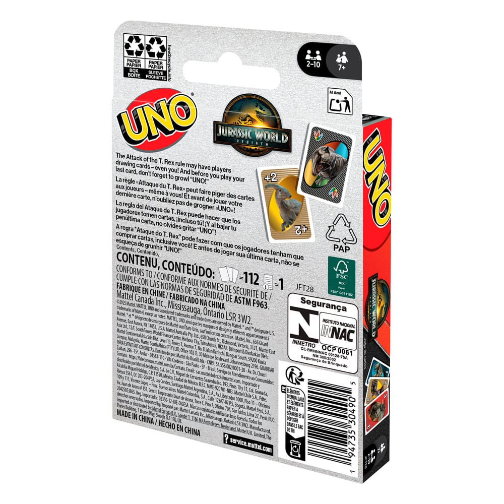 Jurassic World: Die Wiedergeburt UNO Kartenspiel 