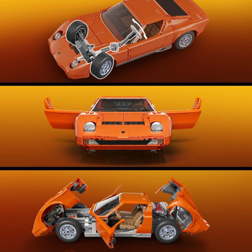 Hot Wheels Premium Mattel Brick Shop Bauset 1/12 Lamborghini Miura P400 SV