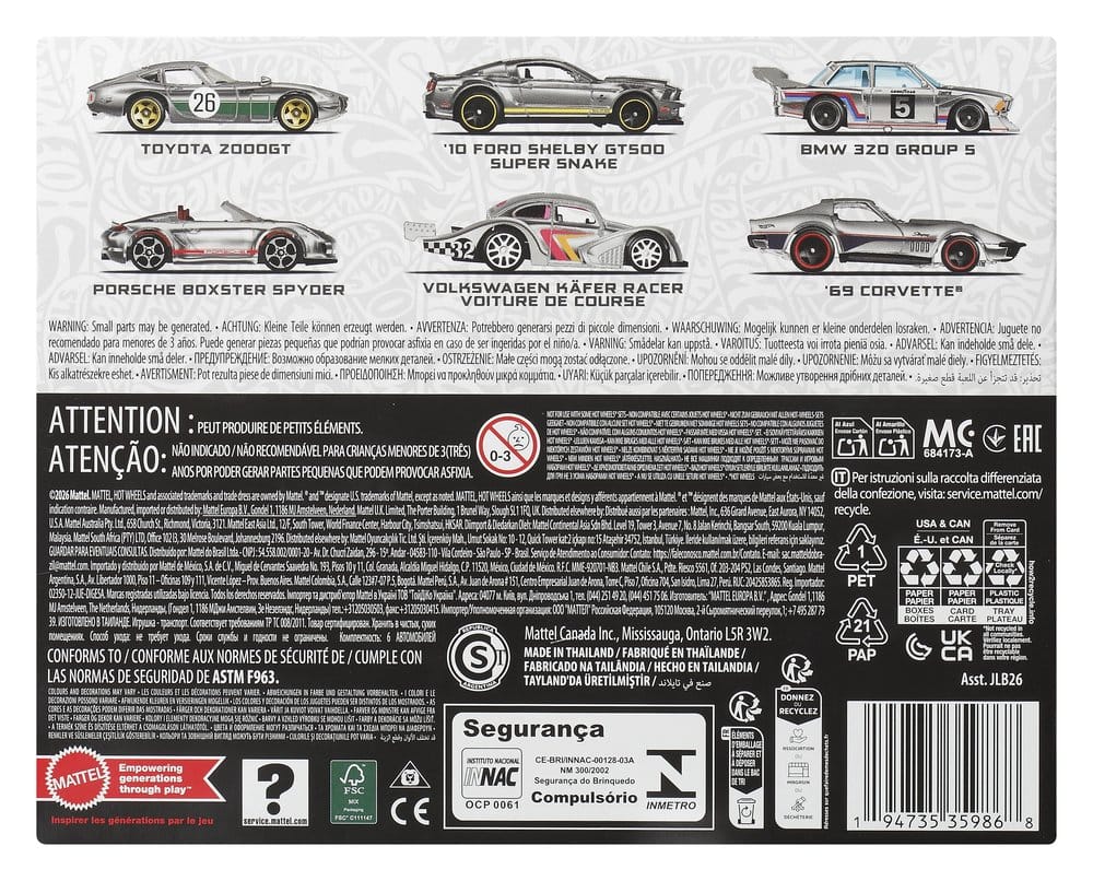Hot Wheels Silver Series Die-Cast Fahrzeuge 6er-Pack 1/64 ZAMAC