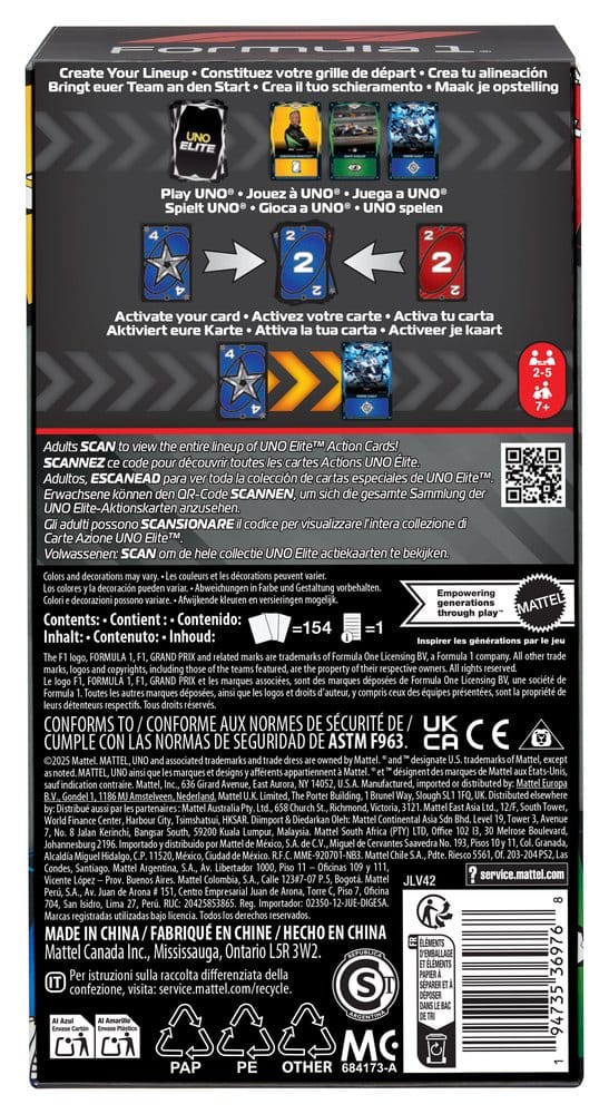 Formula 1 UNO Kartenspiel Elite F1 Starter-Set