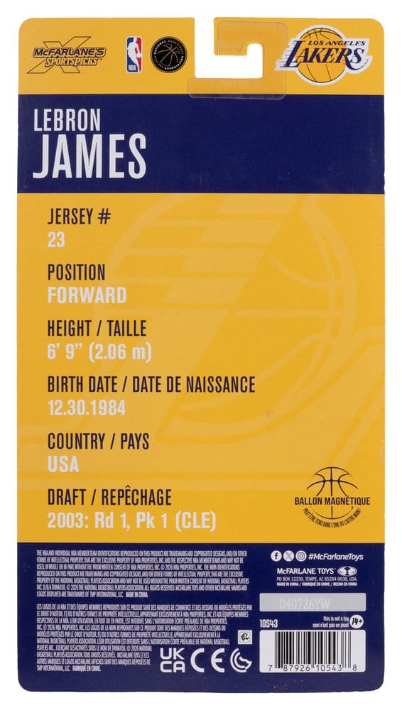 NBA SportsPicks Actionfigur Lebron James (Los Angeles Lakers) 16 cm