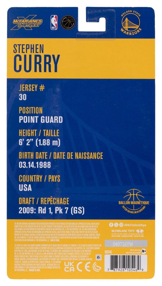 NBA SportsPicks Actionfigur Stephen Curry (Golden State Warriors) 15 cm