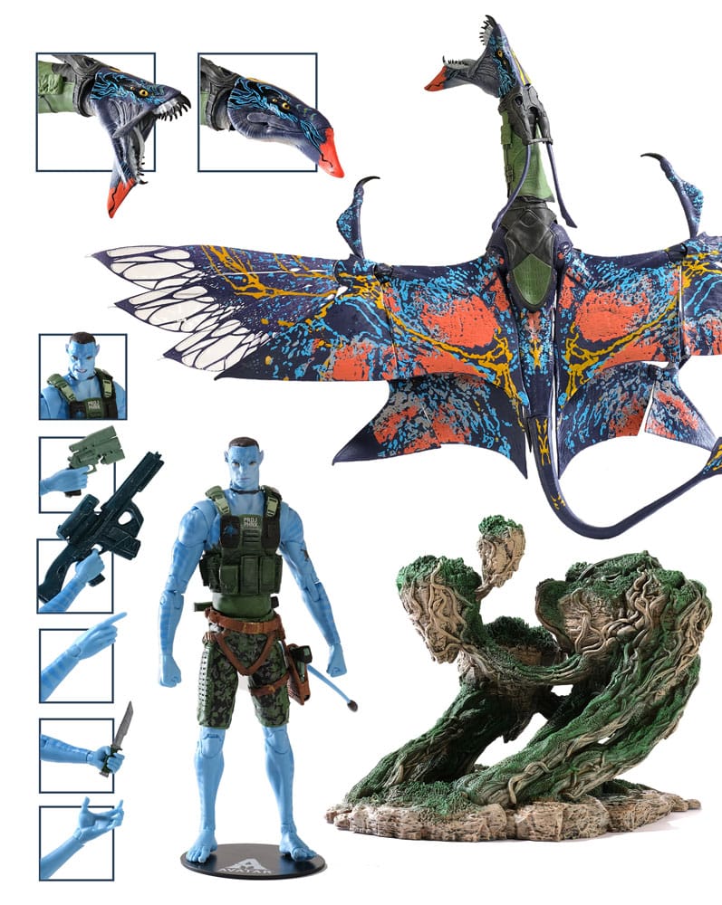 Avatar: The Way of Water Actionfigur Recom Quaritch & RDA Banshee (Gold Label) 