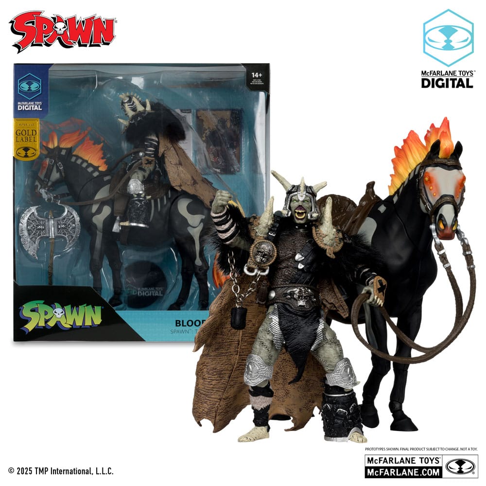 Spawn Actionfigur Bloodaxe mit Pferd (Spawn: The Dark Ages) (McFarlane Toys 30th Anniversary) (Gold Label) 18 cm
