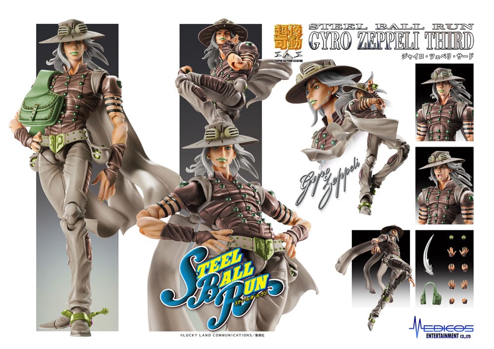 JoJo's Bizarre Adventure Part7 Steel Ball Run Super Action Actionfigur Chozokado Gyro Zeppeli Third 16 cm  