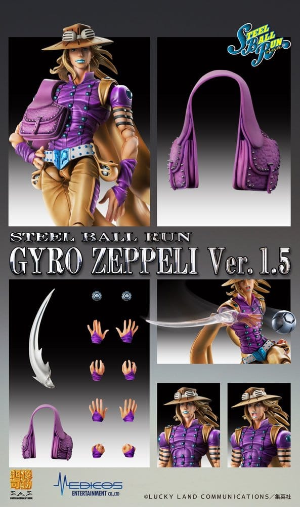 JoJo's Bizarre Adventure Part 7: Steel Ball Run Super Action Actionfigur Chozokado Gyro Zeppeli Ver.1.5 16 cm 