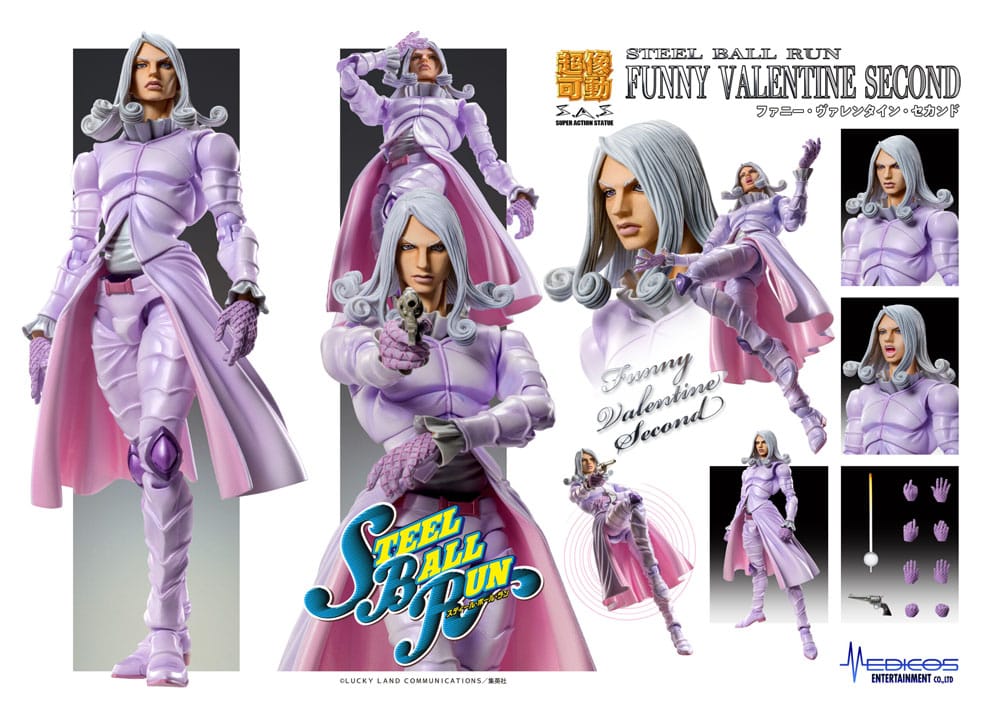JoJo's Bizarre Adventure Part7 Steel Ball Run Super Action Actionfigur Chozokado Funny Valentine Second 15 cm 