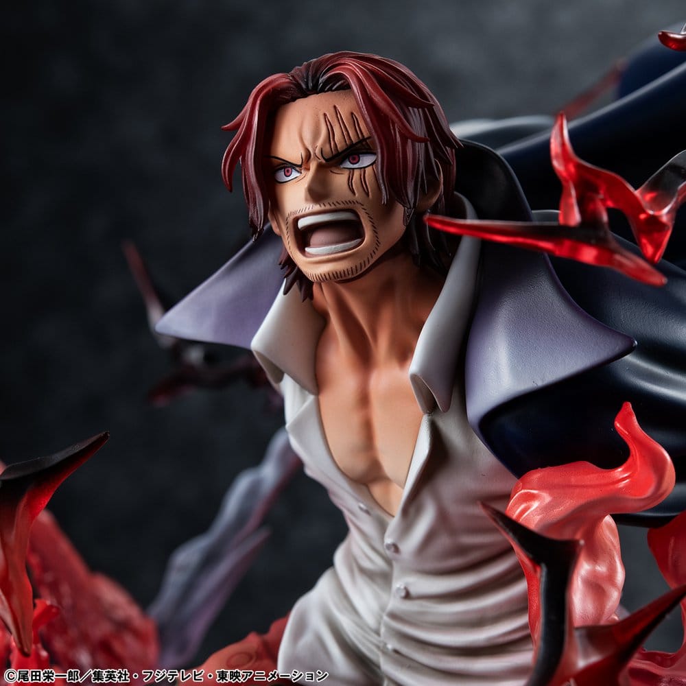 One Piece P.O.P SA-MAXIMUM PVC Statue Leader of Red Hair Pirates Red-Haired Shanks Kamusari 25 cm  
