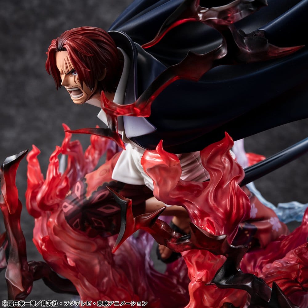 One Piece P.O.P SA-MAXIMUM PVC Statue Leader of Red Hair Pirates Red-Haired Shanks Kamusari 25 cm  