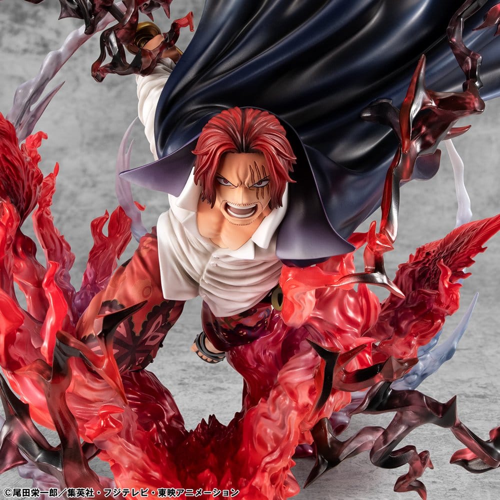 One Piece P.O.P SA-MAXIMUM PVC Statue Leader of Red Hair Pirates Red-Haired Shanks Kamusari 25 cm  