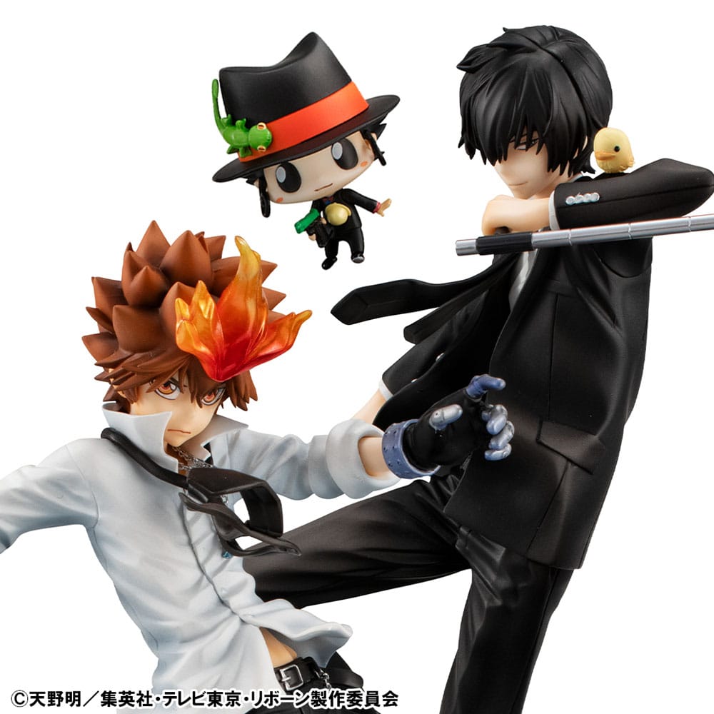 Katekyo Hitman Reborn! G.E.M. Serie PVC Statue Tsunayoshi Sawada & Kyoya Hibari & Reborn Set 21 cm 