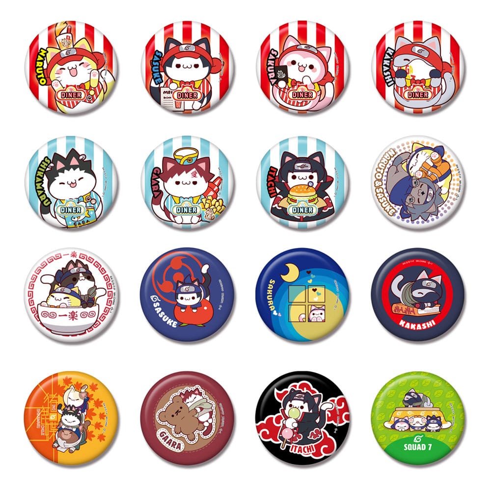 Naruto Mega Cat Project Nyaruto! Metall Ansteck-Buttons 5 cm Sortiment (16)  