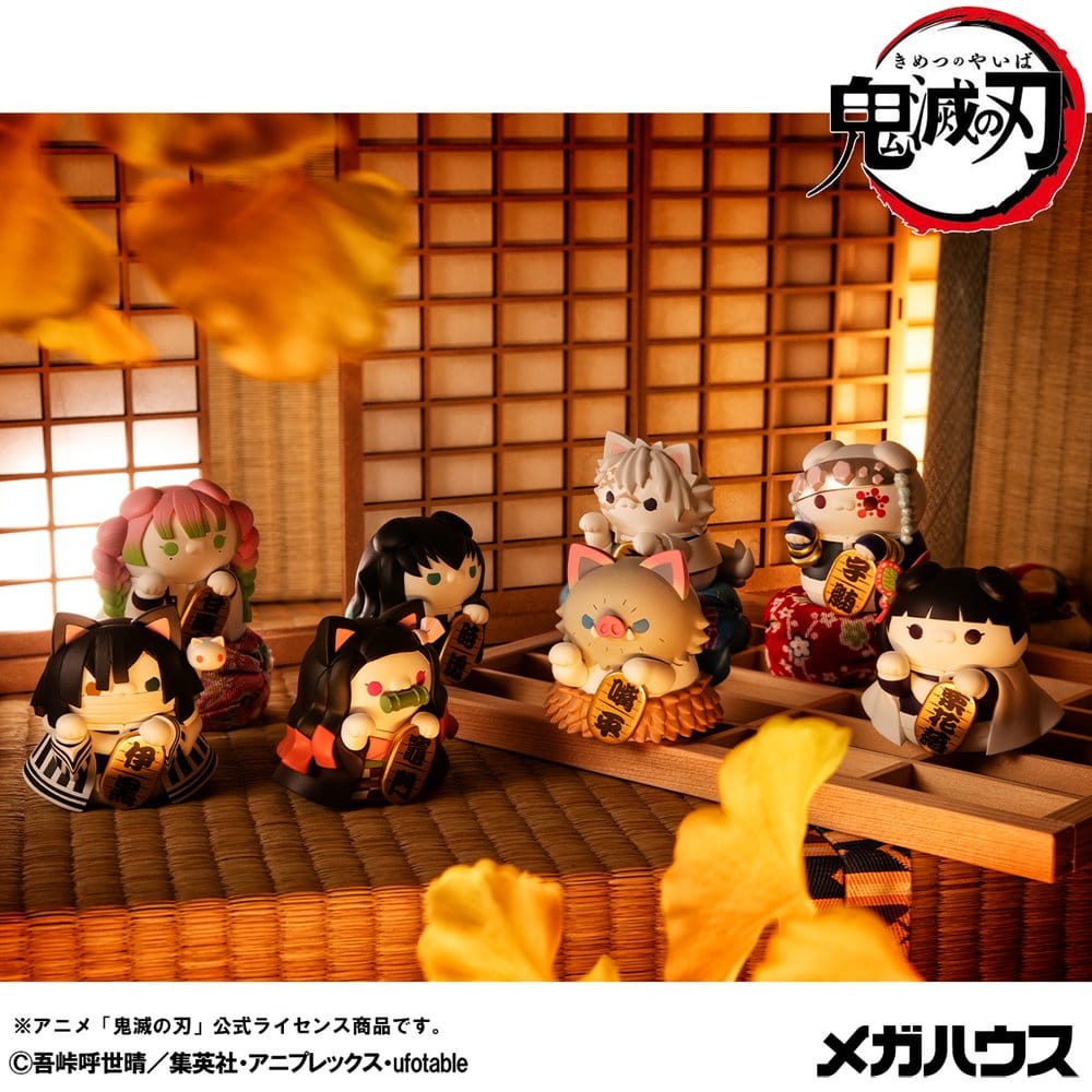 Demon Slayer: Kimetsu no Yaiba Mega Cat Project Minifiguren 6 cm Demon Slayer Fortune Cats ver. 02 Blind Box Display (8) (Repeat)