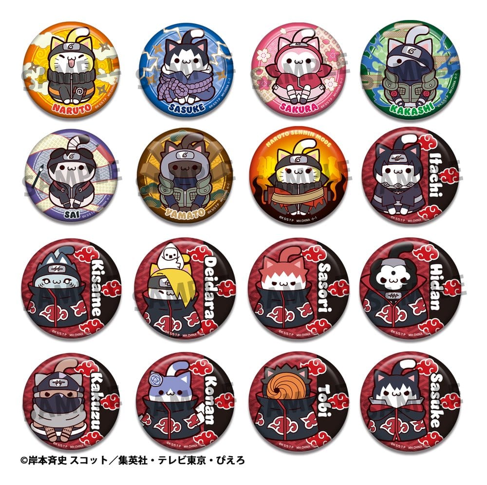 Naruto Shippuden Mega Cat Project Nyaruto! Metall Ansteck-Buttons Collection 2 6 cm Blind Box Sortiment (16)