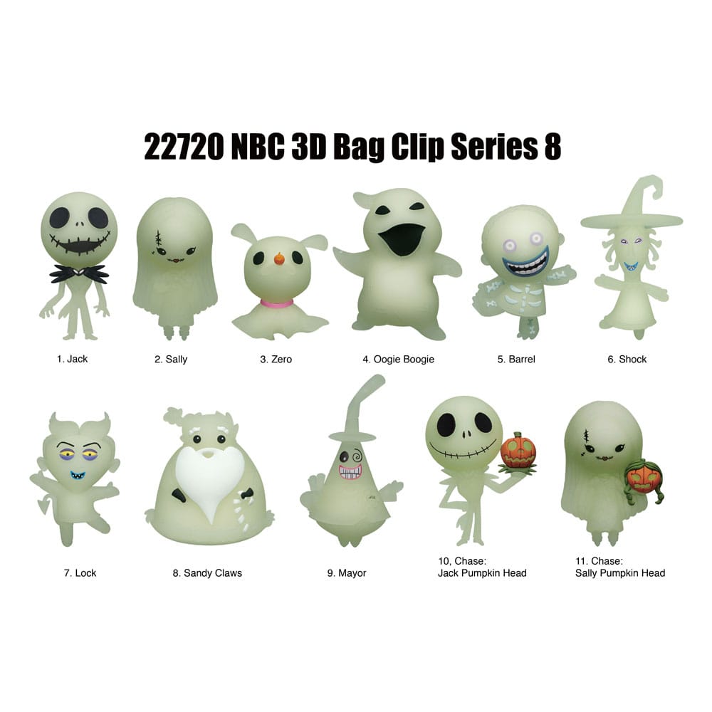 Nightmare Before Christmas 3D PVC-Taschenanhänger Glow in the Dark Serie 8 Display (24) 