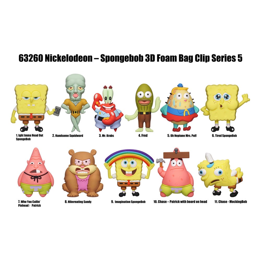 Nickelodeon Classics 3D PVC-Taschenanhänger Series 5 SpongeBob Schwammkopf Display (24)
