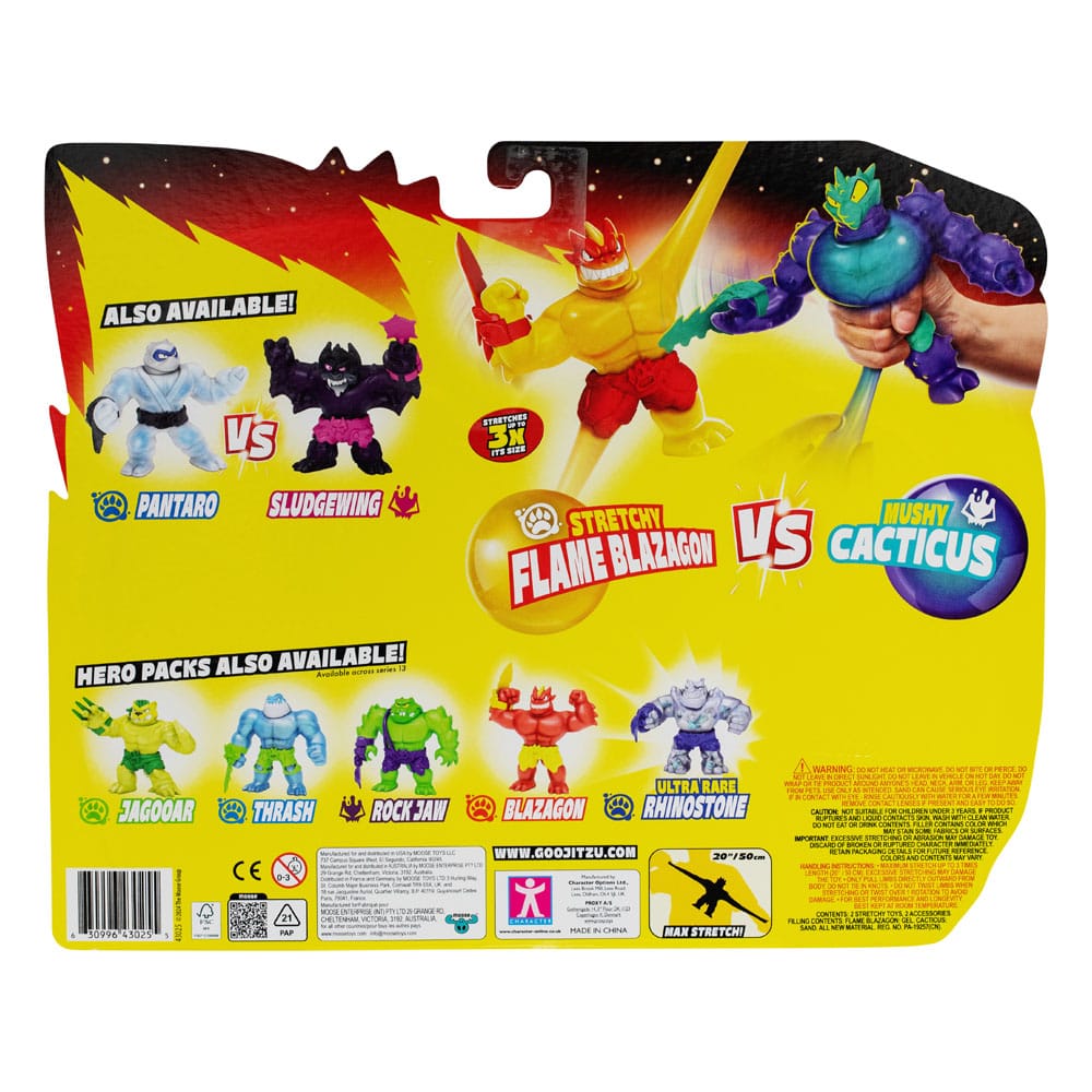 Heroes of Goo Jit Zu Meteor Madness Dehnbare Figuren 2er-Pack Flame Blazagon vs. Cacticus 13 cm        