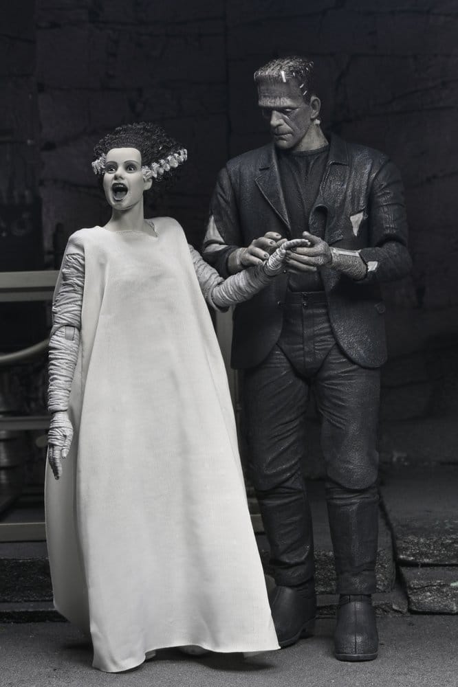 Universal Monsters Actionfiguren 2er-Pack Frankensteins Braut 90th Anniversary The Monster & His Mate (B&W) 18 cm