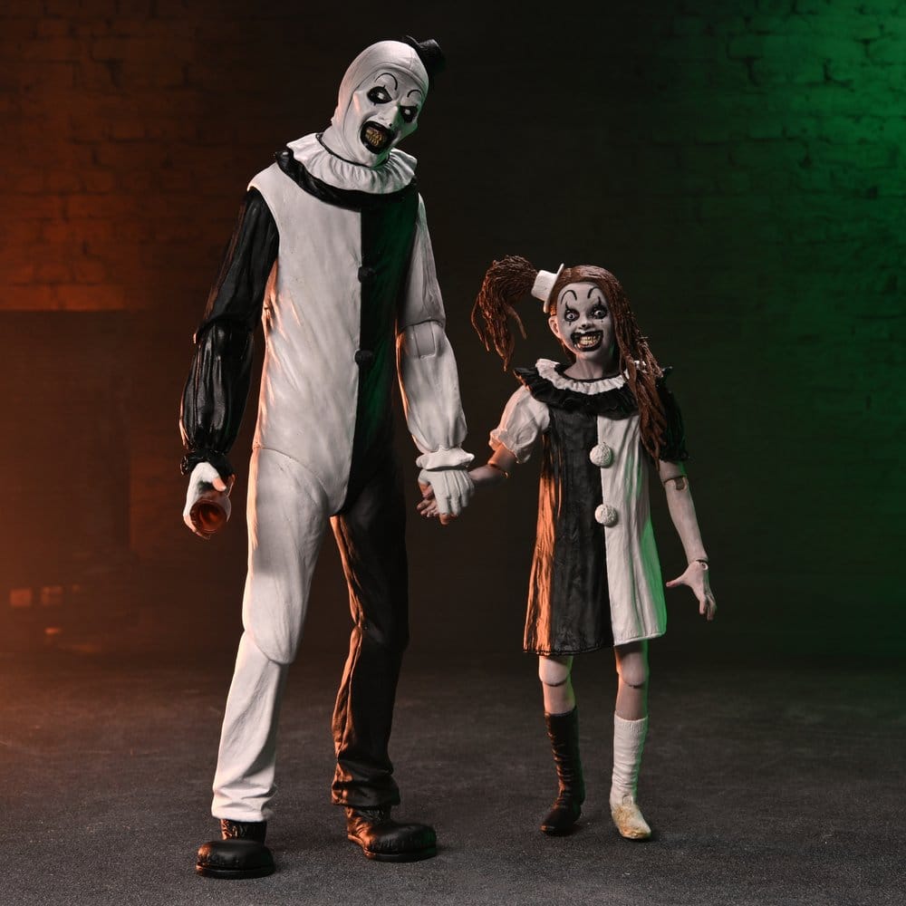 Terrifier 2 2er-Pack Actionfiguren Ultimate Art the Clown & Little Pale Girl 18 cm