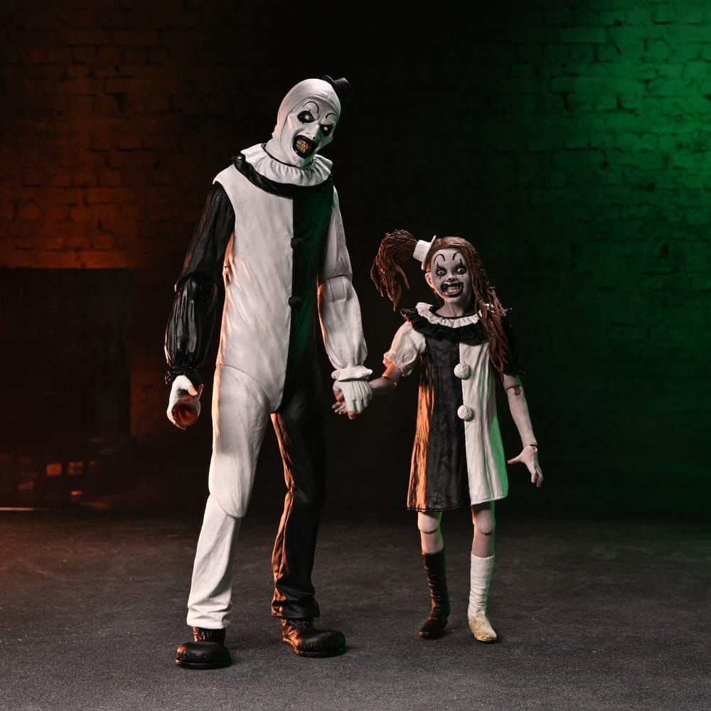 Terrifier 2 2er-Pack Actionfiguren Ultimate Art the Clown & Little Pale Girl 18 cm