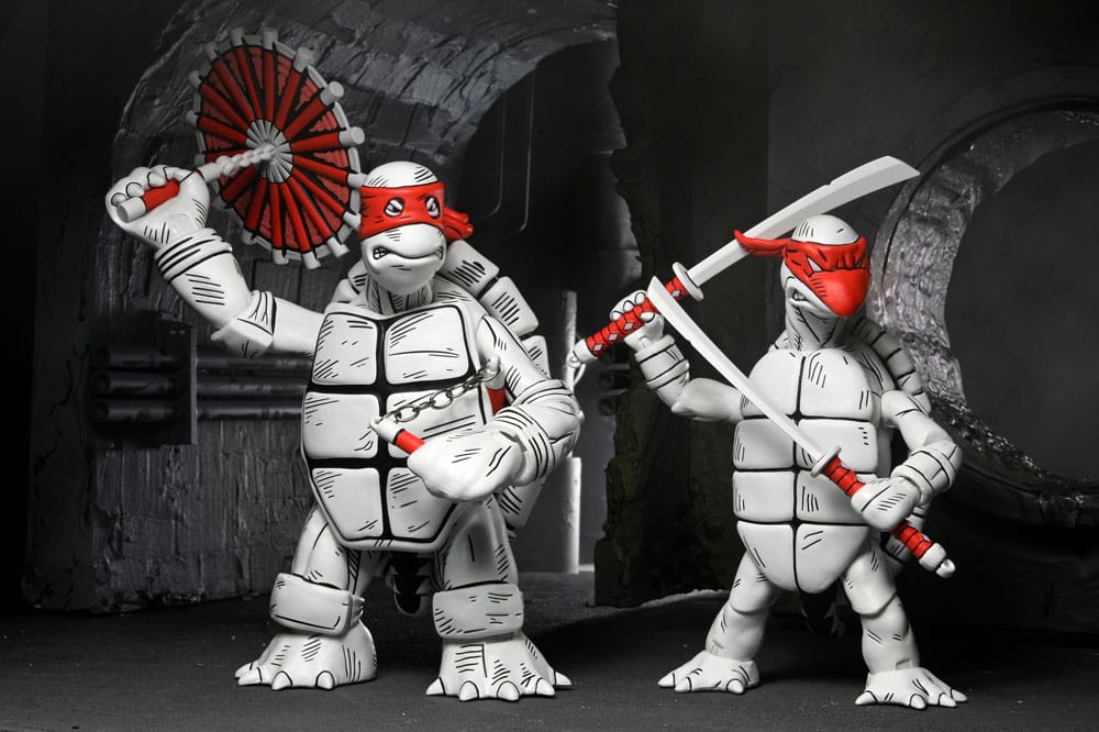 Teenage Mutant Ninja Turtles (Mirage Comics) Actionfiguren 2er-Pack Black and White First Turtles 18 cm       