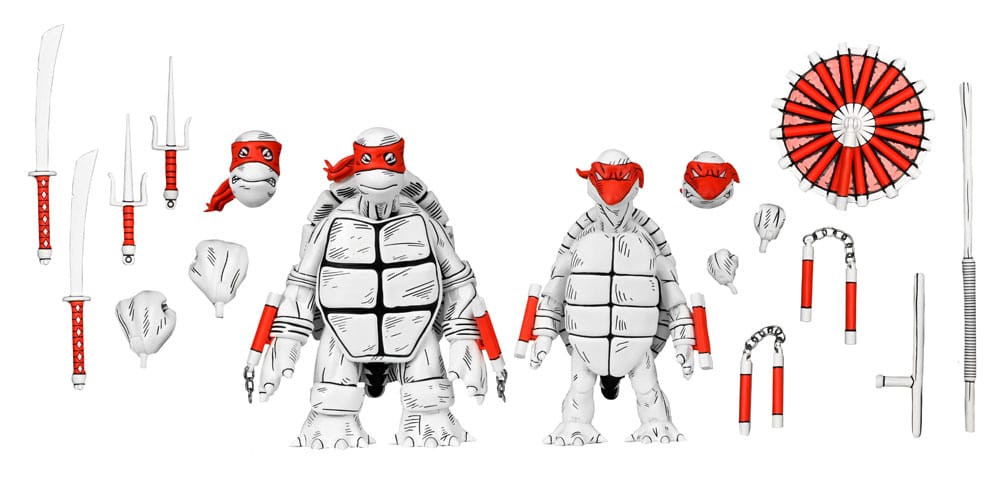 Teenage Mutant Ninja Turtles (Mirage Comics) Actionfiguren 2er-Pack Black and White First Turtles 18 cm       