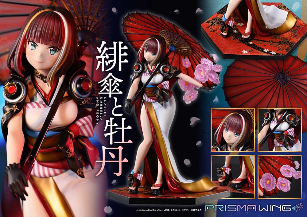Original Illustration by Fuzichoco Prisma Wing PVC Statue 1/7 Scarlet Umbrella And Peony 28 cm    