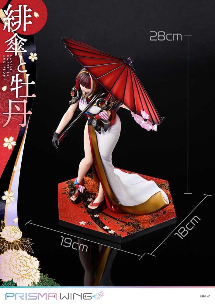 Original Illustration by Fuzichoco Prisma Wing PVC Statue 1/7 Scarlet Umbrella And Peony 28 cm    