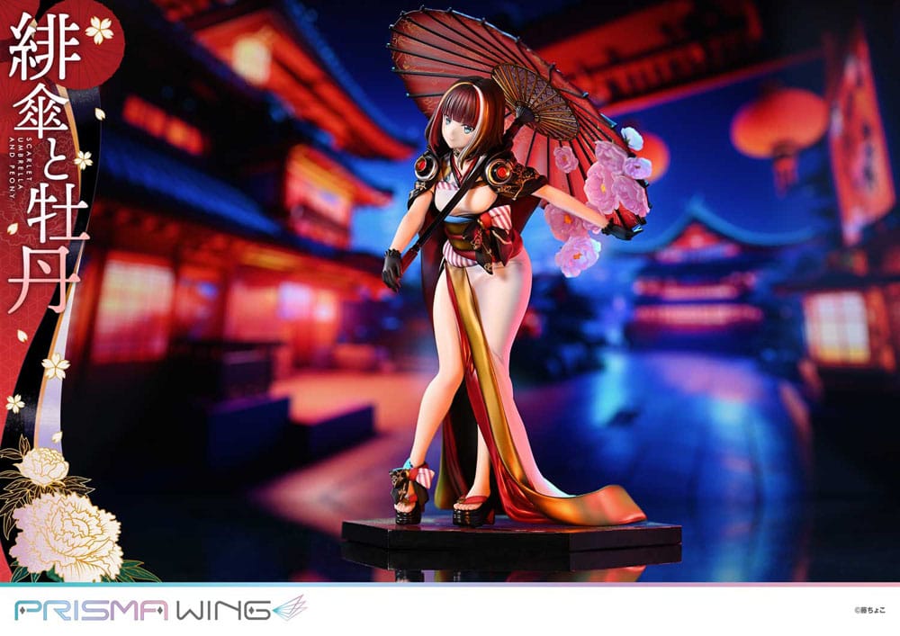 Original Illustration by Fuzichoco Prisma Wing PVC Statue 1/7 Scarlet Umbrella And Peony 28 cm    