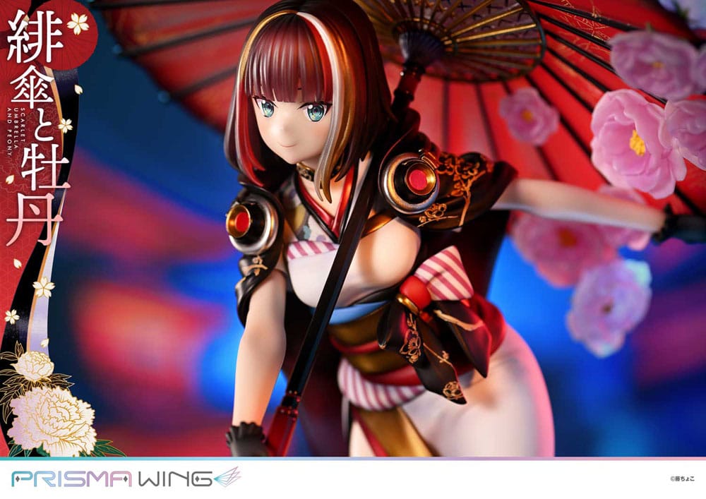 Original Illustration by Fuzichoco Prisma Wing PVC Statue 1/7 Scarlet Umbrella And Peony 28 cm    