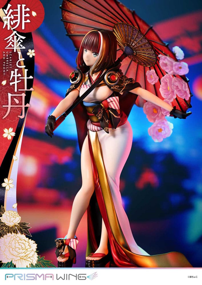 Original Illustration by Fuzichoco Prisma Wing PVC Statue 1/7 Scarlet Umbrella And Peony 28 cm    