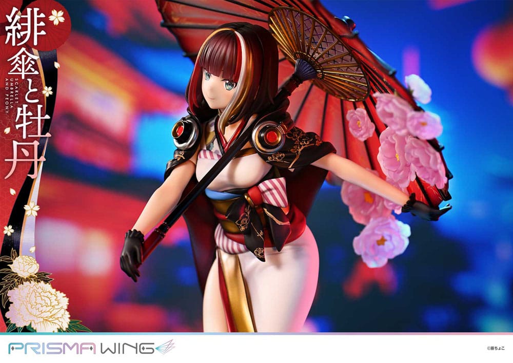 Original Illustration by Fuzichoco Prisma Wing PVC Statue 1/7 Scarlet Umbrella And Peony 28 cm    