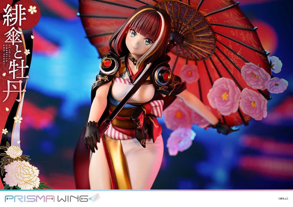 Original Illustration by Fuzichoco Prisma Wing PVC Statue 1/7 Scarlet Umbrella And Peony 28 cm    