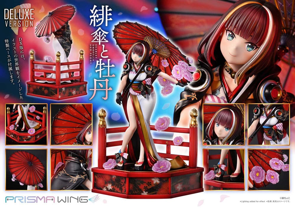 Original Illustration by Fuzichoco Prisma Wing PVC Statue 1/7 Scarlet Umbrella And Peony Deluxe Version 32 cm  