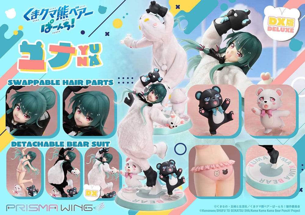Kuma Kuma Kuma Bear Punch! Prisma Wing PVC Statue 1/7 Yuna Deluxe Version 28 cm  