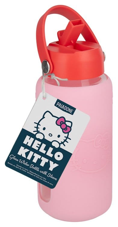 Sanrio Glas Trinkflasche Hello Kitty mit Hülle