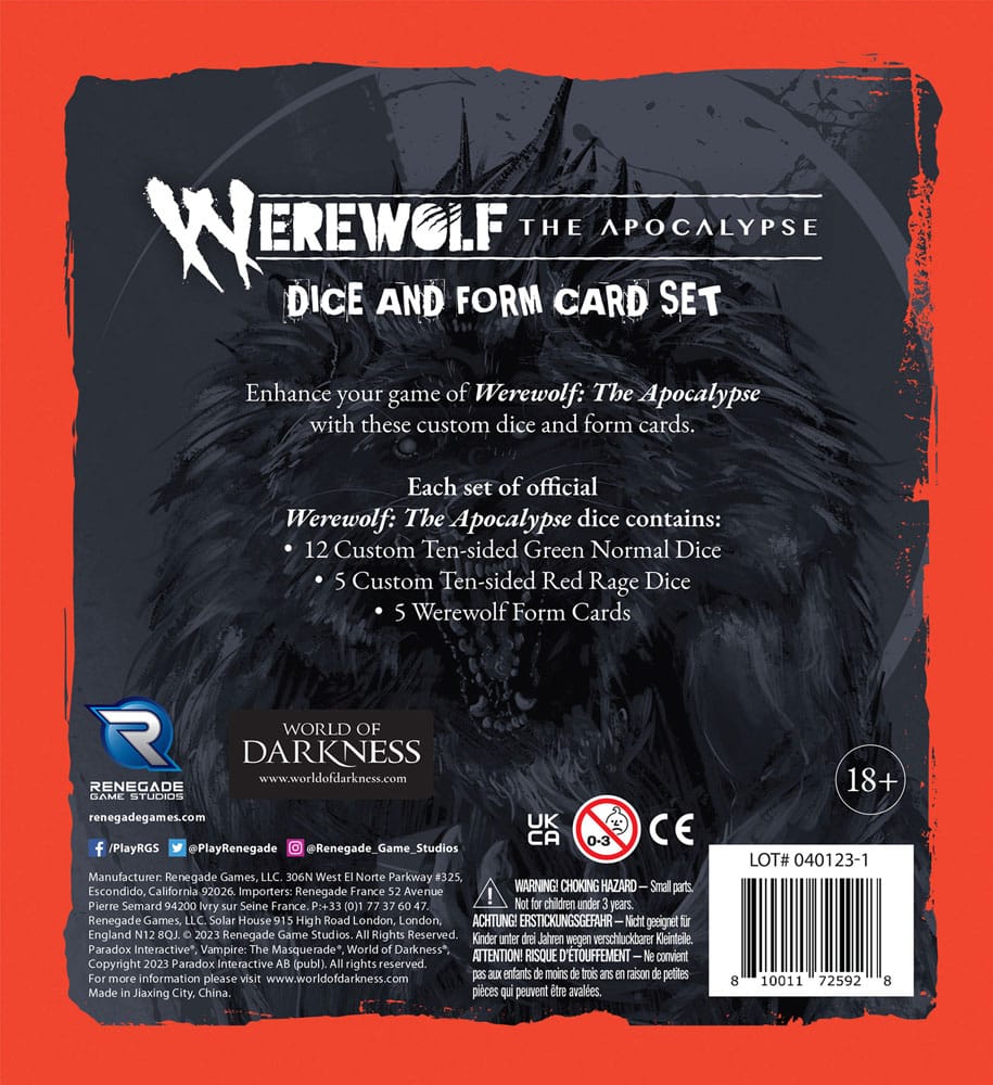Werewolf: The Apocalypse 5th Edition RPG Würfel- und Formkartenset
