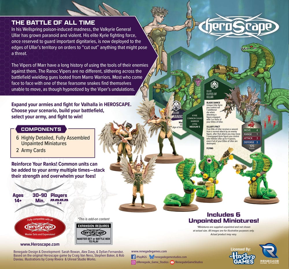 Heroscape Armeeerweiterung Age of Annihilation Elites of Ullar & Ranoc Vipers (Common) *Englische Version*