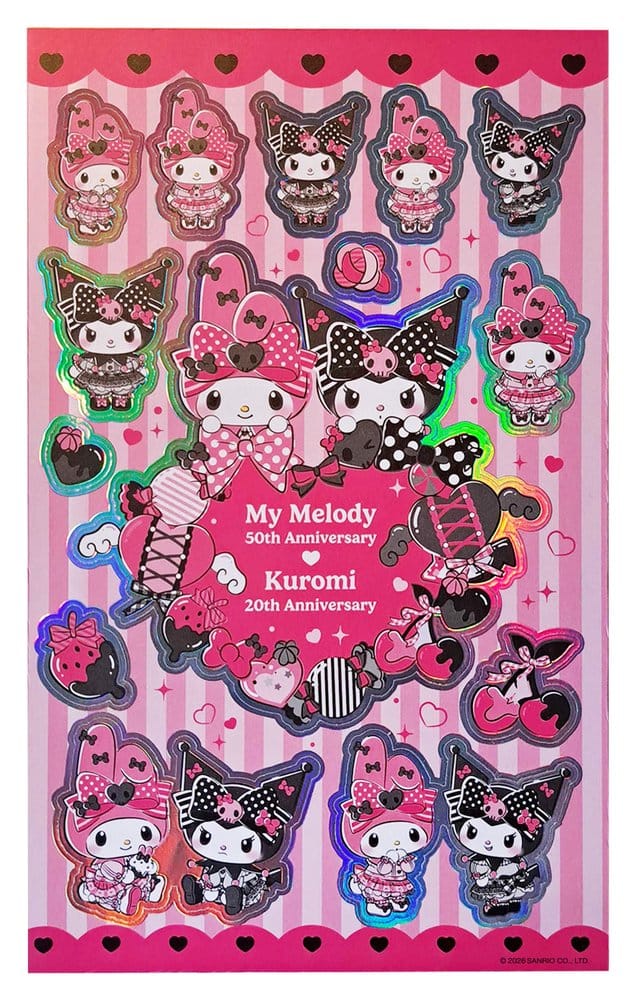 Sanrio Pink Black Party Series Sticker Pack Kuromi & My Melody    