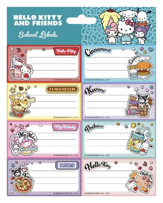Hello Kitty and Friends Schuletiketten American Diner Version