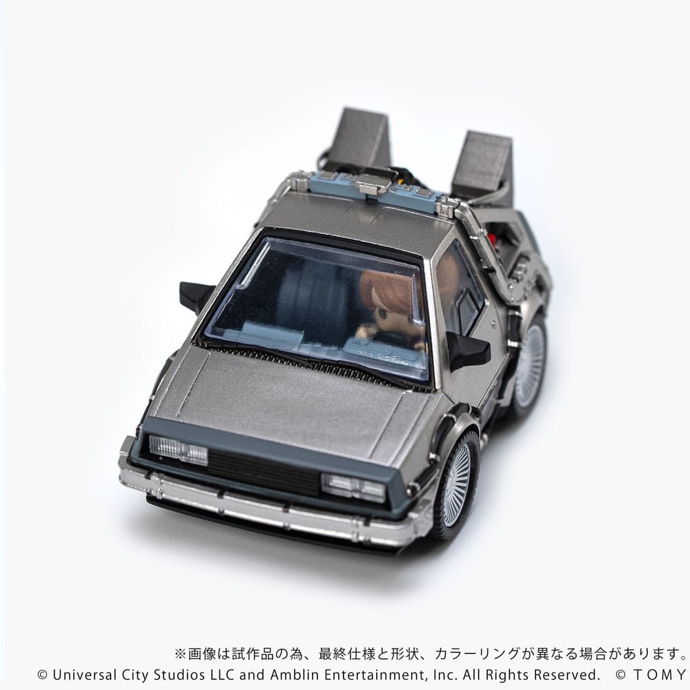Zurück in die Zukunft Q-Village Fahrzeug mit Minifiguren Time Machine 9 cm
