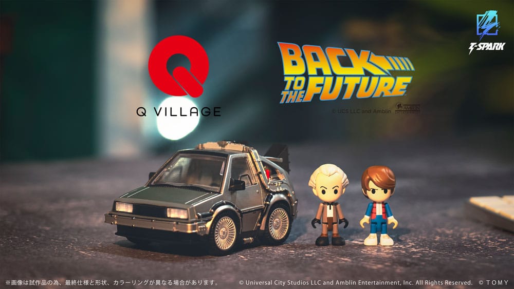 Zurück in die Zukunft Q-Village Fahrzeug mit Minifiguren Time Machine 9 cm