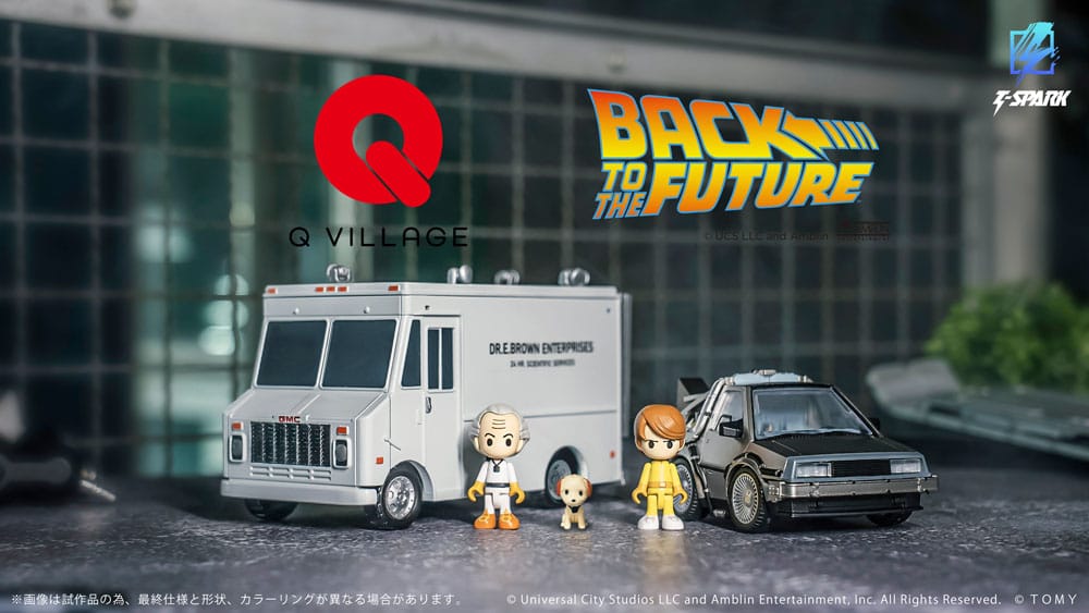 Zurück in die Zukunft Q-Village Fahrzeuge mit Minifiguren Time Machine Deluxe Set 9 cm