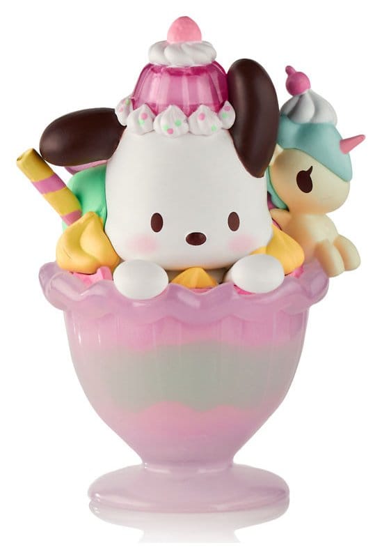 Hello Kitty & Friends Window Box Figur Fast Food Pochacco Pink Unicorn Sundae 9 cm