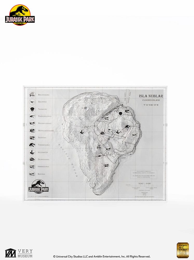 Jurassic Park Topographische Karte Isla Nublar 