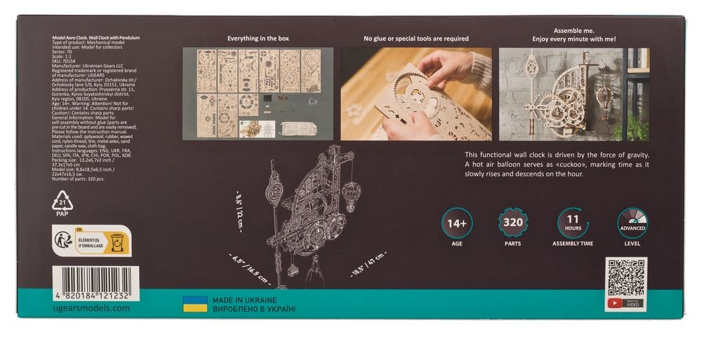 Ugears 3D-Holzpuzzle Aero-Uhr